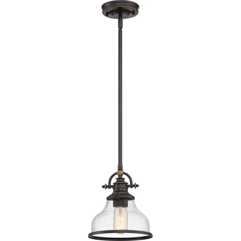 Grant 1 Light 8 inch Palladian Bronze Mini Pendant Ceiling Light in Clear Seedy Glass