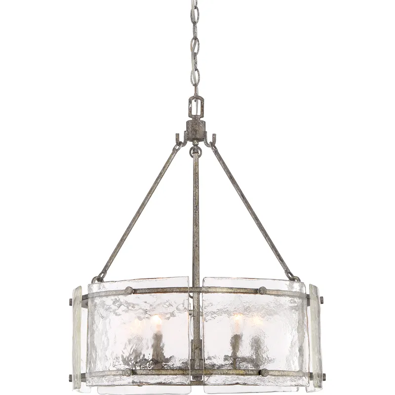 Fortress 5 Light 20.5 inch Mottled Silver Pendant Ceiling Light