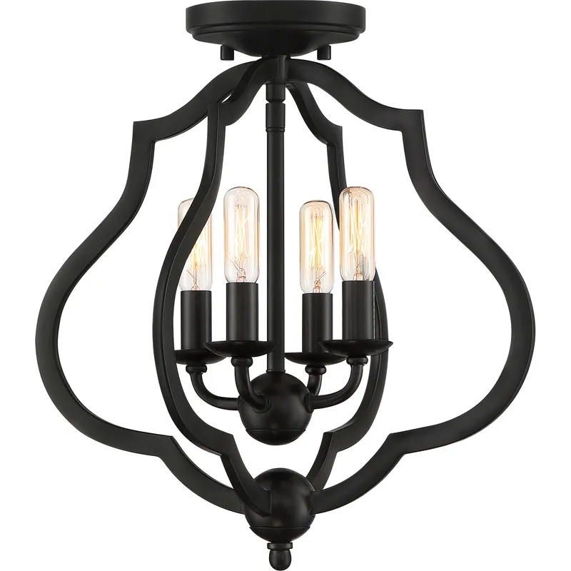 O'Keefe 4 Light 15 inch Matte Black Semi-Flush Mount Ceiling Light