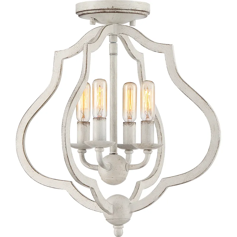 O'Keefe 4 Light 15 inch Antique White Semi-Flush Mount Ceiling Light