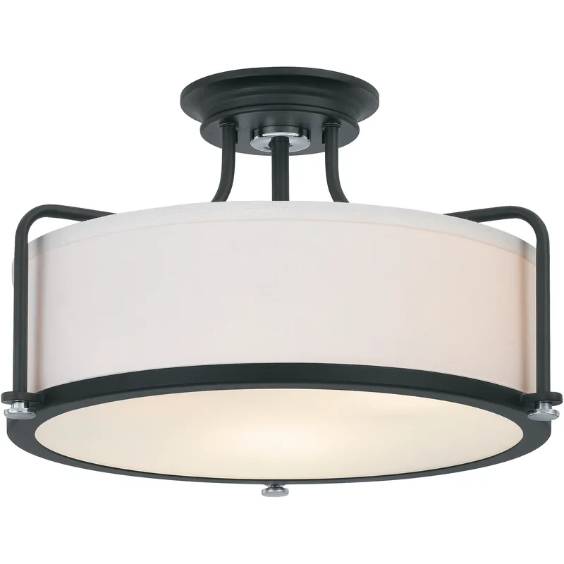Rigel 3 Light 17.5 inch Earth Black Semi-Flush Mount Ceiling Light