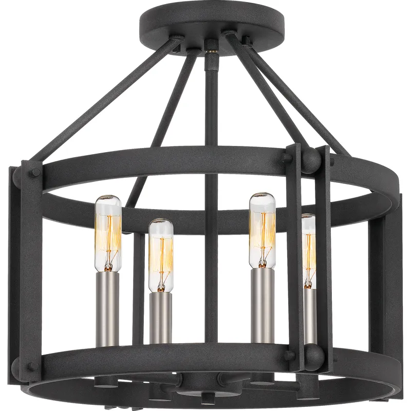 Victor 4 Light 16 inch Mottled Black Semi-Flush Mount Ceiling Light