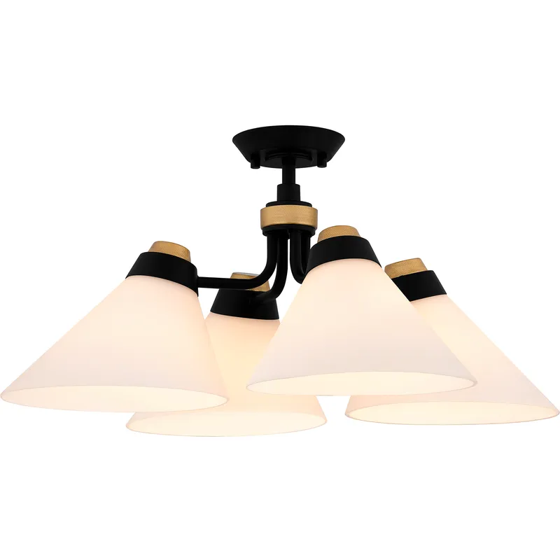 Graft 4 Light 24.5 inch Matte Black Semi-Flush Mount Ceiling Light, Extra Large