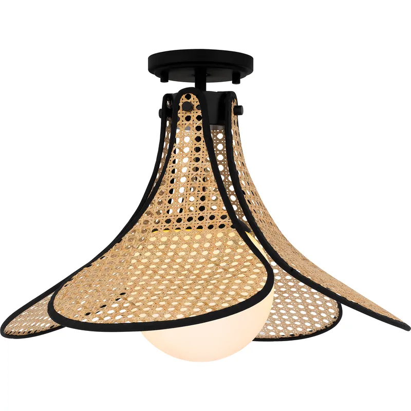 Delilah 1 Light 18 inch Matte Black Semi-Flush Mount Ceiling Light, Large
