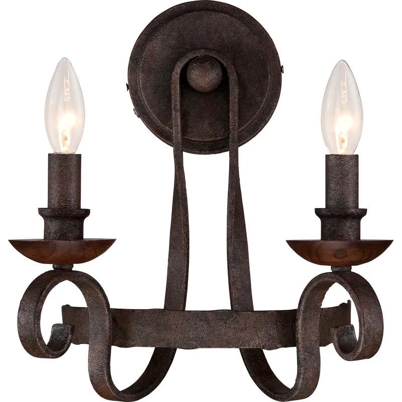 Noble 2 Light 12 inch Rustic Black Wall Sconce Wall Light