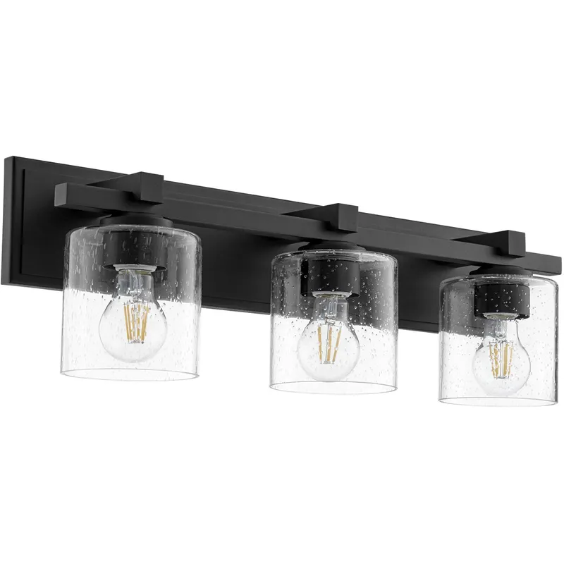 Fort Worth 3 Light 24 inch Noir Vanity Light Wall Light in Clear Seeded