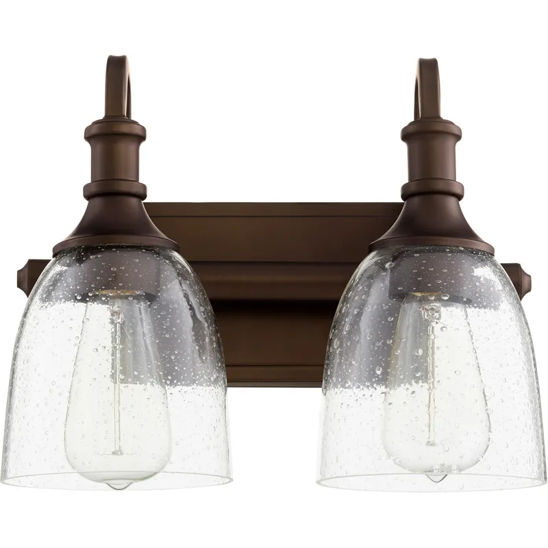Richmond 2 Light 12.5 inch Oiled Bronze Vanity Light Wall Light in Clear Seeded