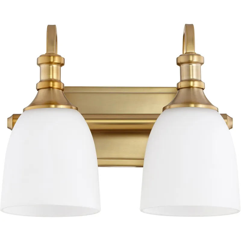 Richmond 2 Light 12.5 inch Aged Brass Vanity Light Wall Light in Satin Opal