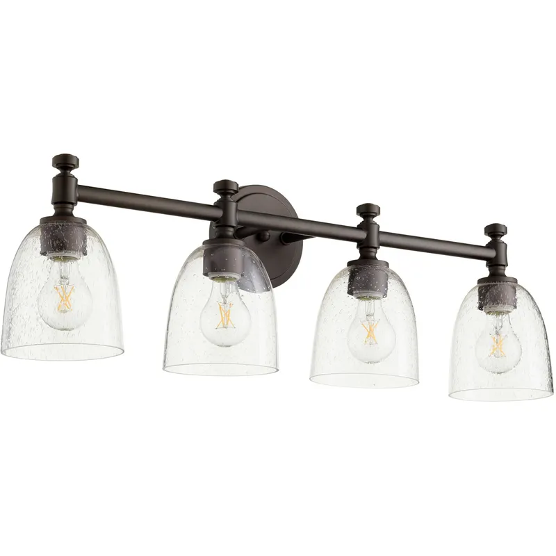 Rossington 4 Light 30 inch Oiled Bronze Vanity Light Wall Light in Clear Seeded