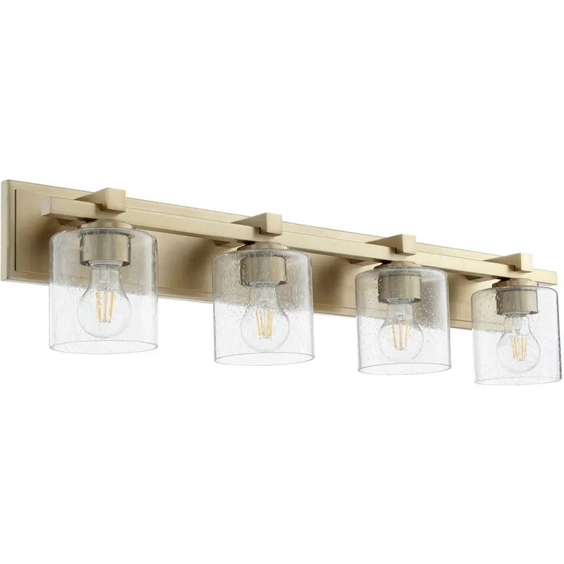 Fort Worth 4 Light 33 inch Aged Brass Vanity Light Wall Light in Clear Seeded