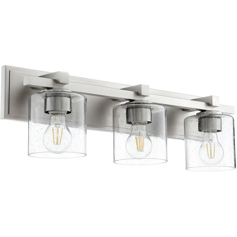Fort Worth 3 Light 24 inch Satin Nickel Vanity Light Wall Light in Clear Seeded