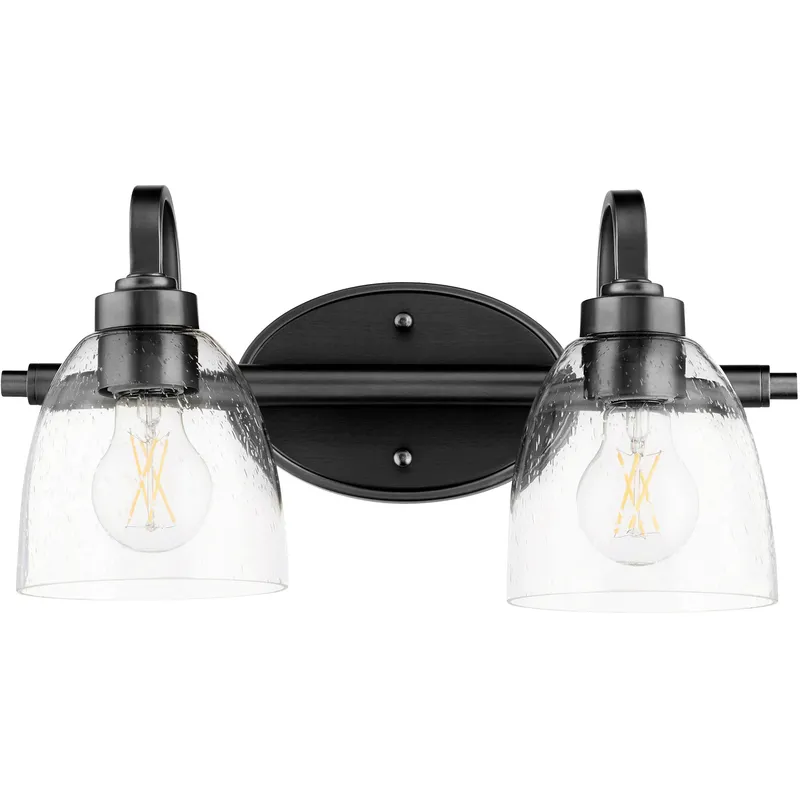 Reyes 2 Light 16 inch Textured Black Vanity Light Wall Light in Clear Seeded