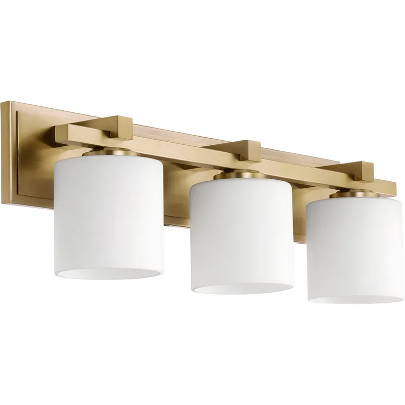 Fort Worth 3 Light 24 inch Aged Brass Vanity Light Wall Light in Satin Opal