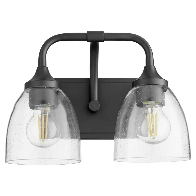 Enclave 2 Light 13 inch Matte Black Vanity Light Wall Light in Clear Seeded