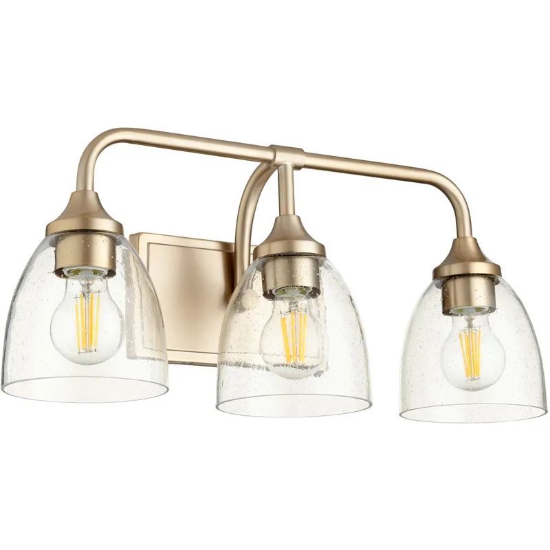 Enclave 3 Light 19.25 inch Aged Brass Vanity Light Wall Light in Clear Seeded