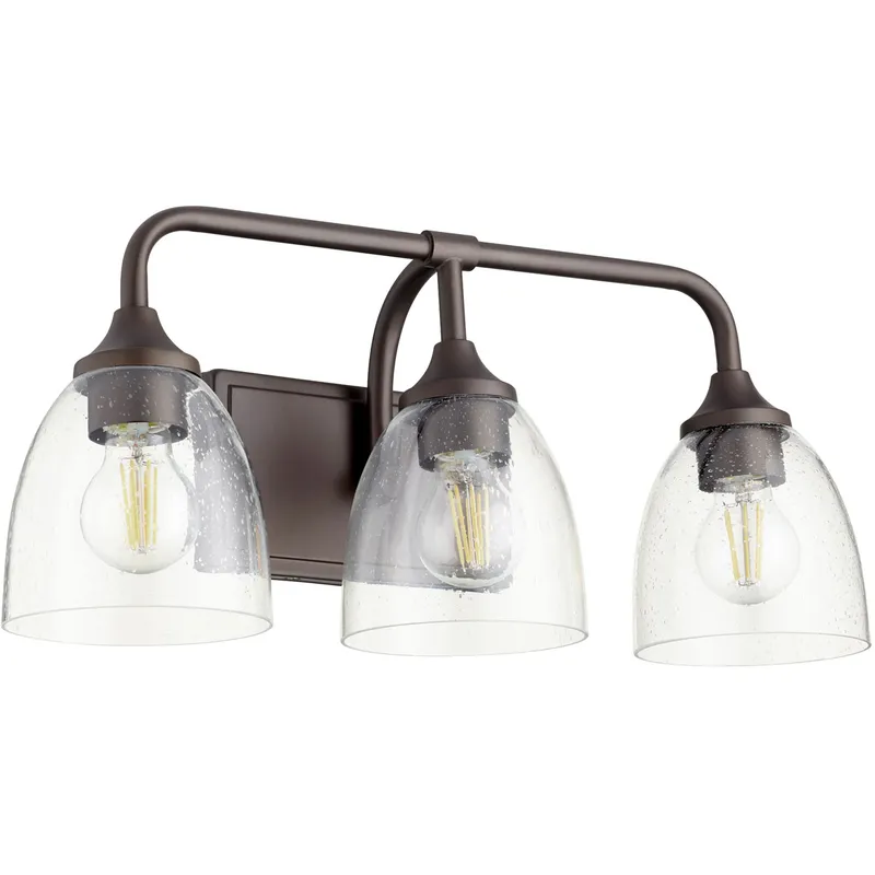 Enclave 3 Light 19.25 inch Oiled Bronze Vanity Light Wall Light in Clear Seeded