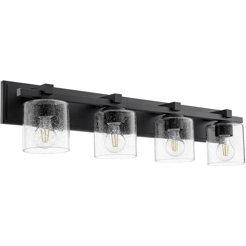 Fort Worth 4 Light 33 inch Noir Vanity Light Wall Light in Clear Seeded