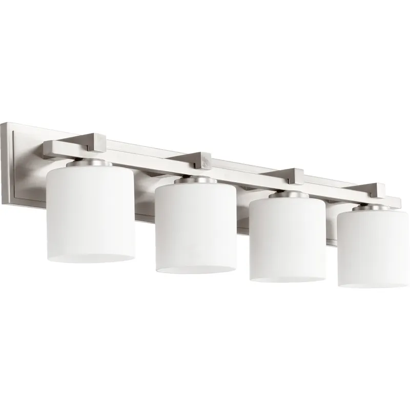 Fort Worth 4 Light 33 inch Satin Nickel Vanity Light Wall Light in Satin Opal