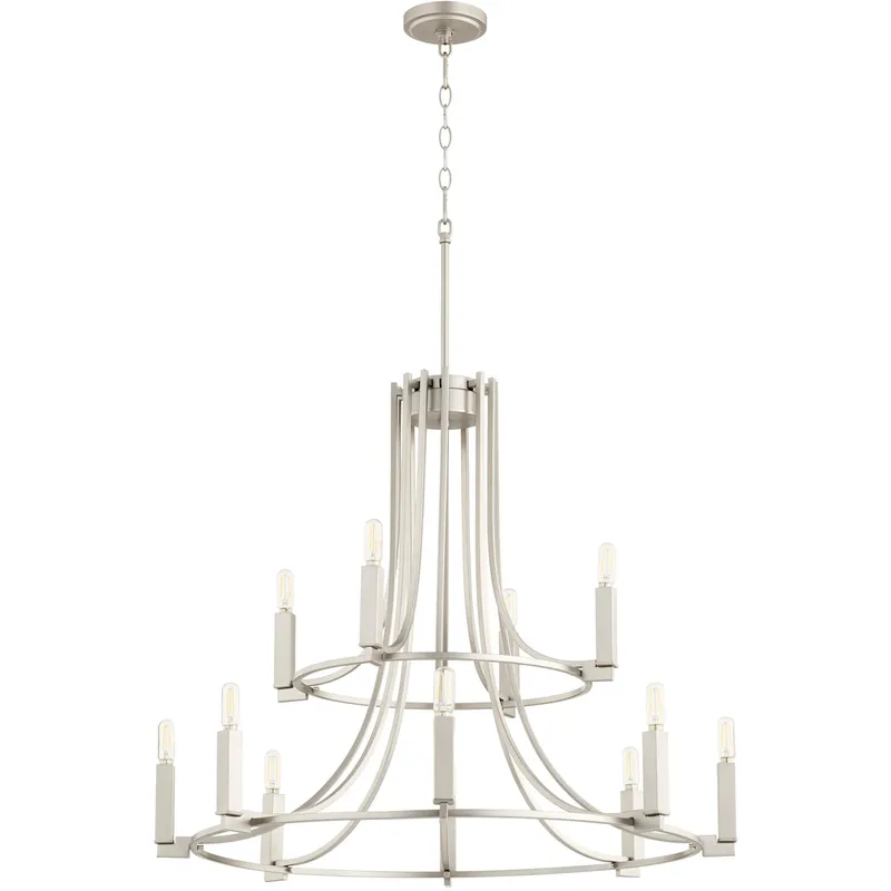 Olympus 12 Light 32 inch Satin Nickel Chandelier Ceiling Light