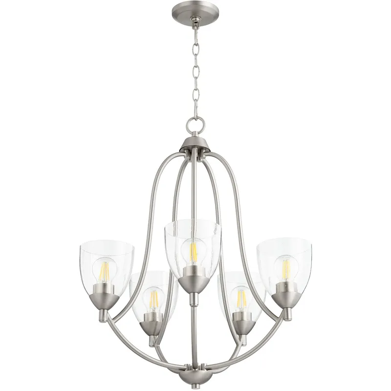 Barkley 5 Light 24 inch Satin Nickel Chandelier Ceiling Light in Clear Seeded