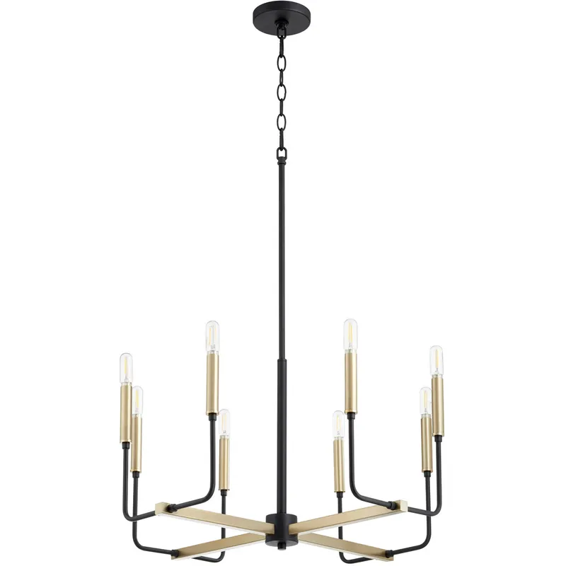Lacy 8 Light 24 inch Noir and Aged Brass Chandelier Ceiling Light