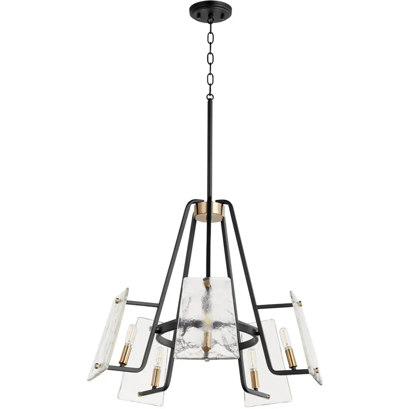 Tioga 5 Light 25 inch Noir with Aged Brass Chandelier Ceiling Light