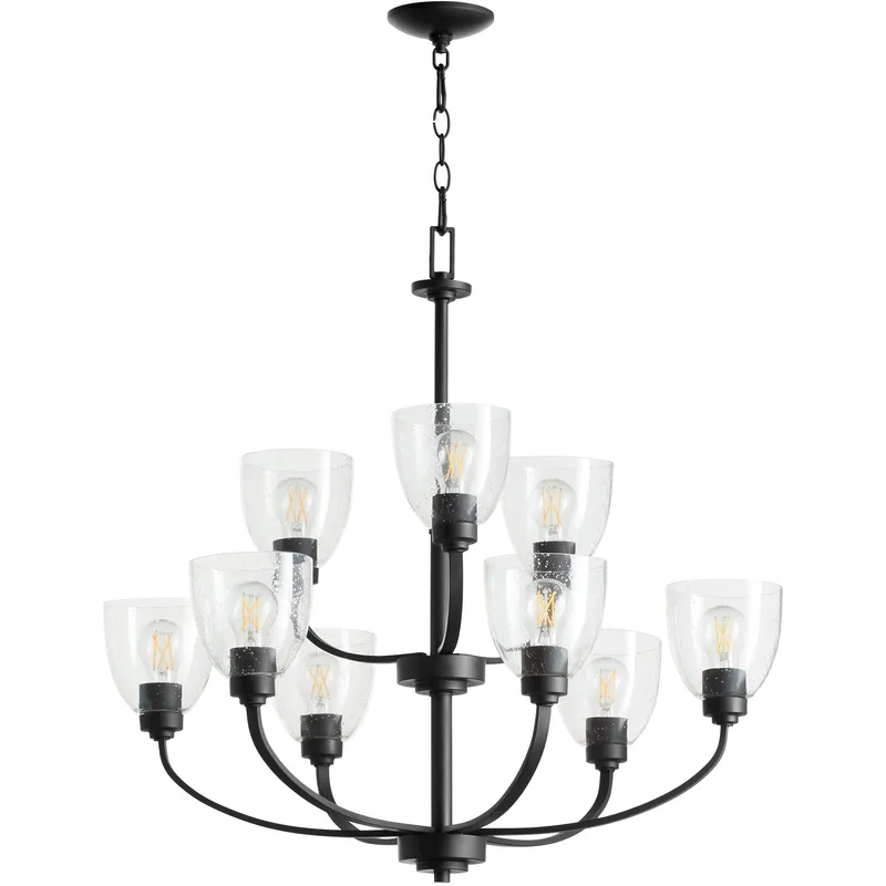Reyes 9 Light 31.25 inch Textured Black Chandelier Ceiling Light