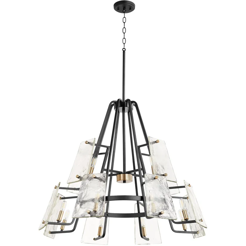 Tioga 12 Light 32 inch Noir with Aged Brass Chandelier Ceiling Light