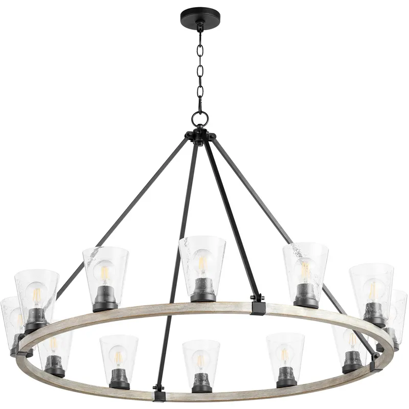 Paxton 12 Light 45.5 inch Noir and Weathered Oak Chandelier Ceiling Light