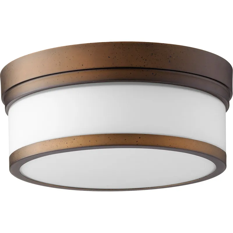 Celeste 2 Light 12 inch Oiled Bronze Flush Mount Ceiling Light, Satin Opal