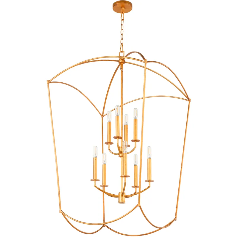 Mantle 9 Light 24.25 inch Gold Leaf Entry Ceiling Light