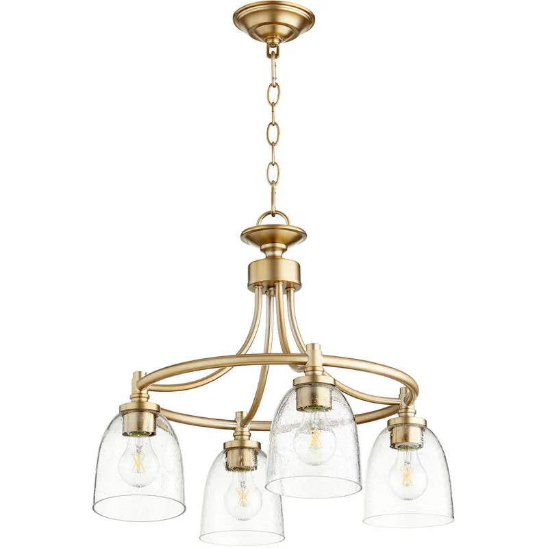 Rossington 4 Light 21 inch Aged Brass Mini Chandelier Ceiling Light in Clear Seeded