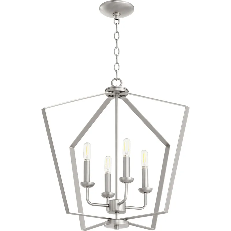 Fort Worth 4 Light 23 inch Satin Nickel Mini Chandelier Ceiling Light, Quorum Home