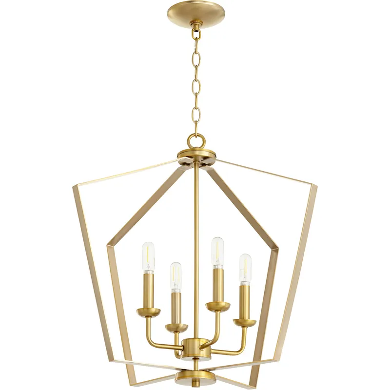 Fort Worth 4 Light 23 inch Aged Brass Mini Chandelier Ceiling Light, Quorum Home
