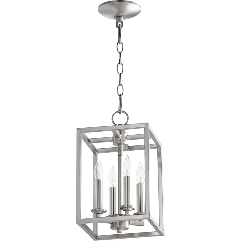 Cuboid 4 Light 8 inch Satin Nickel Mini Chandelier Ceiling Light