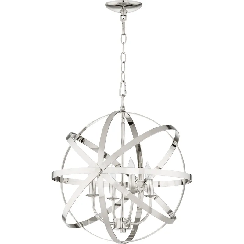 Celeste 4 Light 19 inch Polished Nickel Chandelier Ceiling Light, Sphere