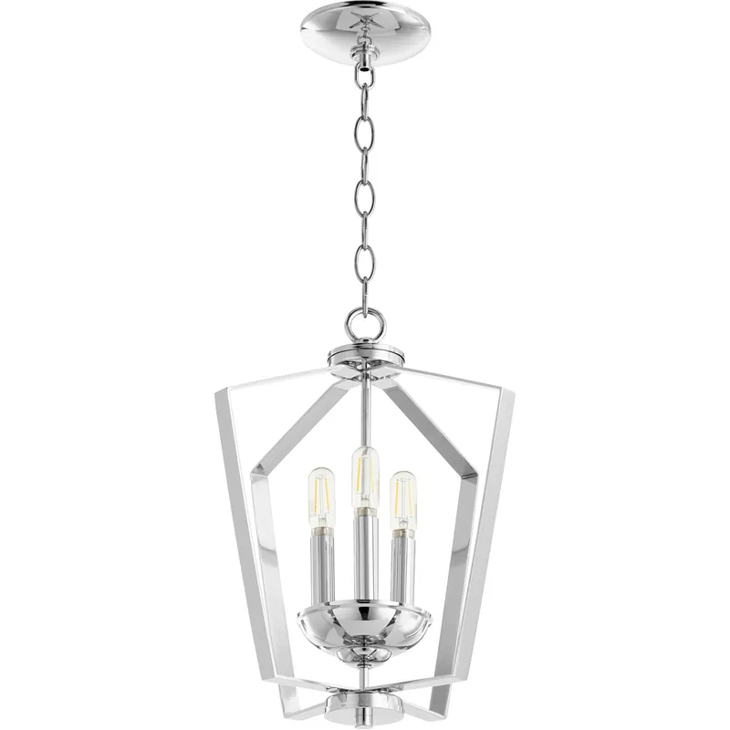 Fort Worth 3 Light 13 inch Chrome Mini Chandelier Ceiling Light, Quorum Home