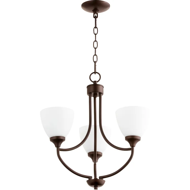 Enclave 3 Light 19 inch Oiled Bronze Mini Chandelier Ceiling Light in Satin Opal