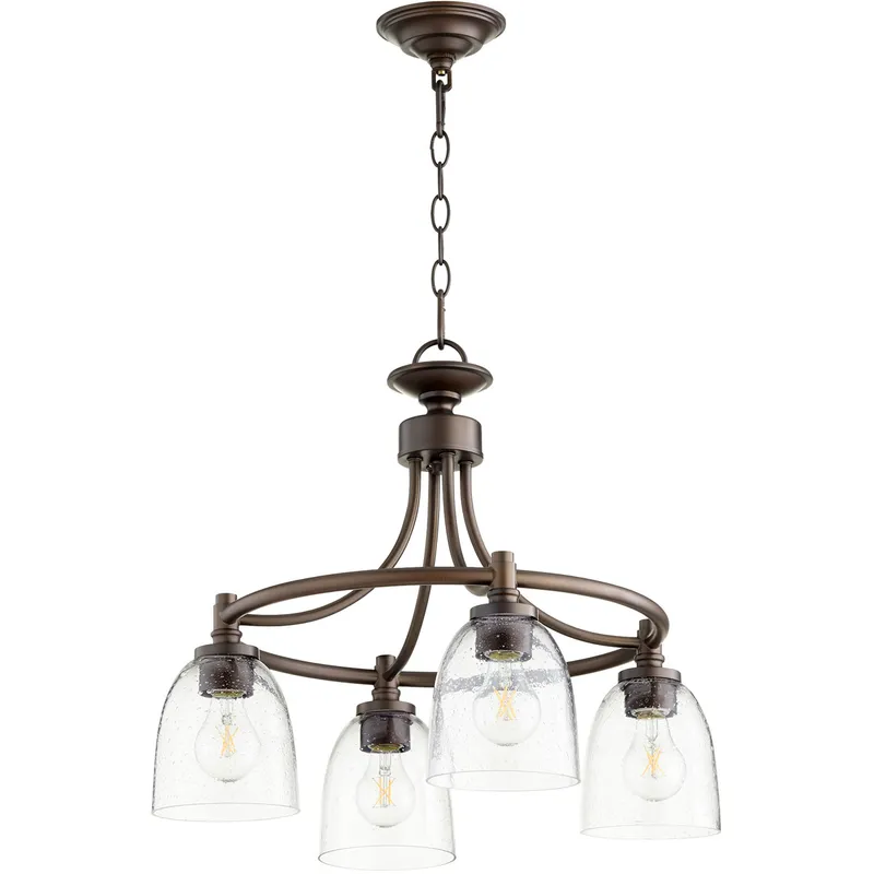 Rossington 4 Light 21 inch Oiled Bronze Mini Chandelier Ceiling Light in Clear Seeded