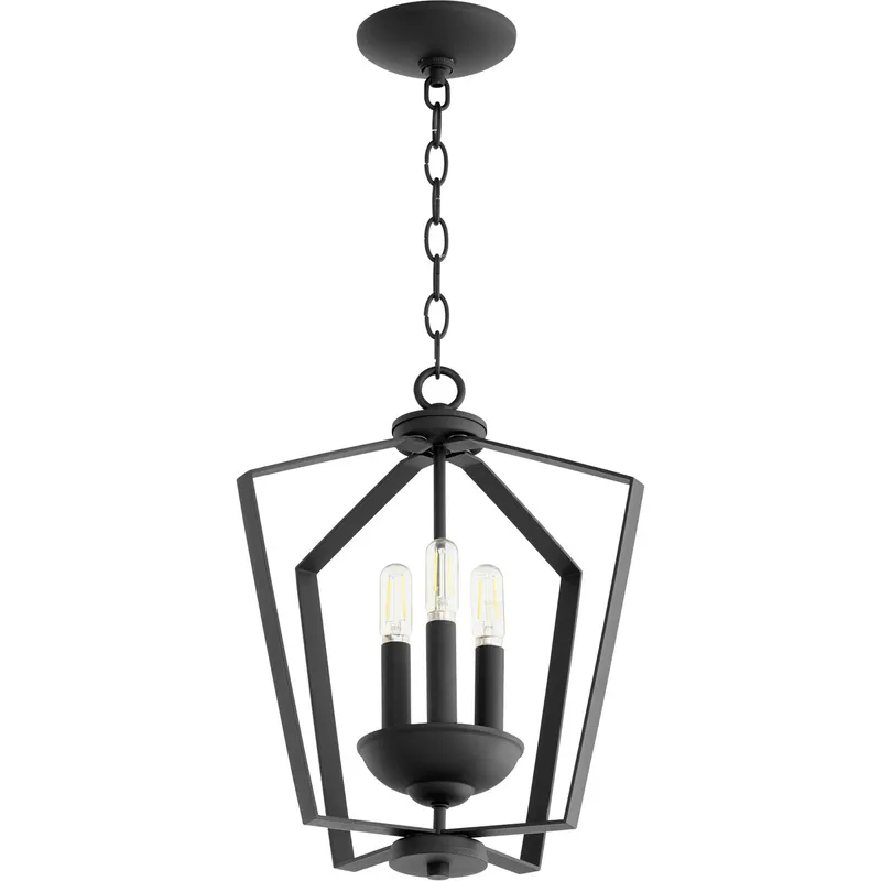 Fort Worth 3 Light 13 inch Noir Mini Chandelier Ceiling Light, Quorum Home