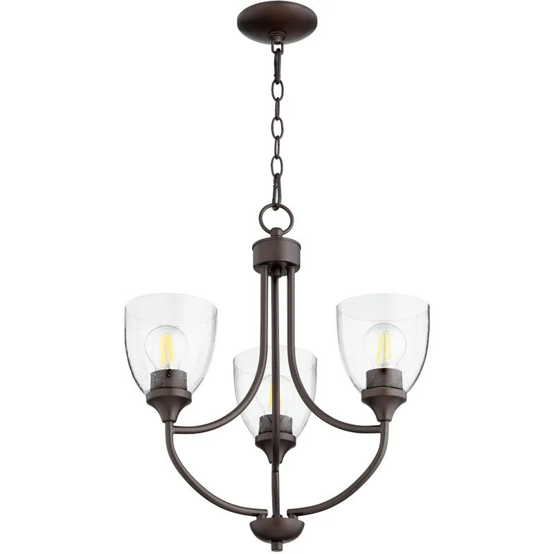 Enclave 3 Light 19 inch Oiled Bronze Mini Chandelier Ceiling Light in Clear Seeded