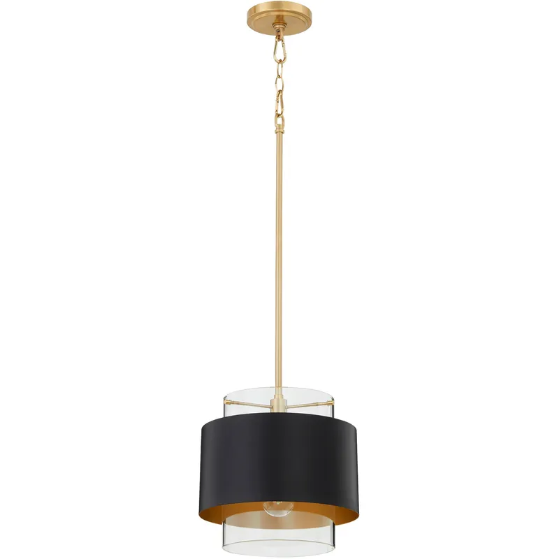 Fort Worth 1 Light 10.5 inch Matte Black / Aged Brass Pendant Ceiling Light