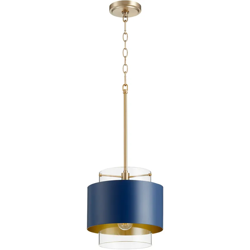 Fort Worth 1 Light 10.5 inch Blue and Aged Brass Mini Pendant Ceiling Light in Aged Brass / Blue