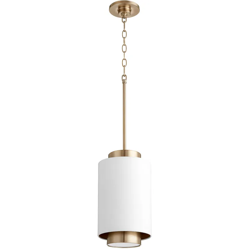 Fort Worth 1 Light 8 inch Studio White and Aged Brass Mini Pendant Ceiling Light