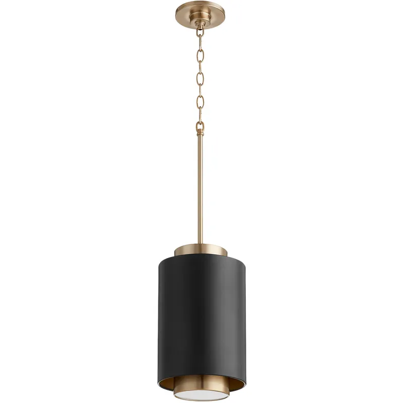 Fort Worth 1 Light 8 inch Noir and Aged Brass Mini Pendant Ceiling Light