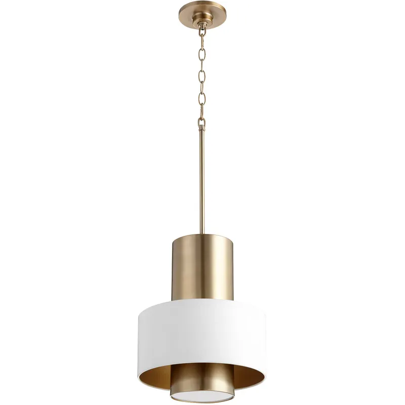 Fort Worth 1 Light 12 inch Studio White and Aged Brass Pendant Ceiling Light