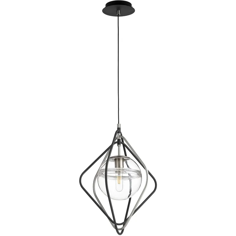 Fort Worth 1 Light 18.5 inch Noir and Satin Nickel Pendant Ceiling Light