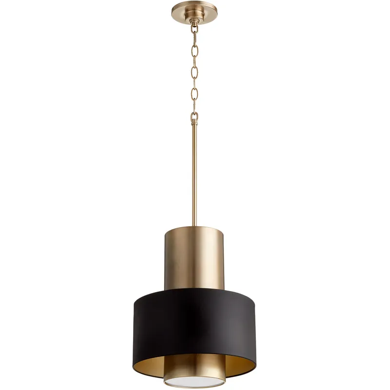 Fort Worth 1 Light 12 inch Noir and Aged Brass Pendant Ceiling Light