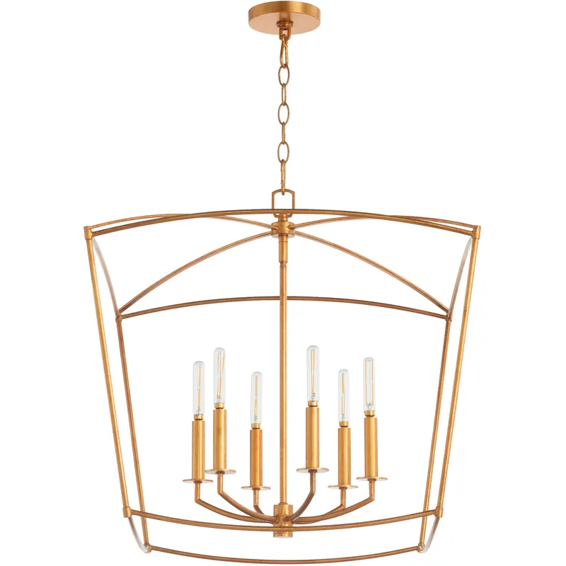 Mantle 6 Light 23.25 inch Gold Leaf Pendant Ceiling Light