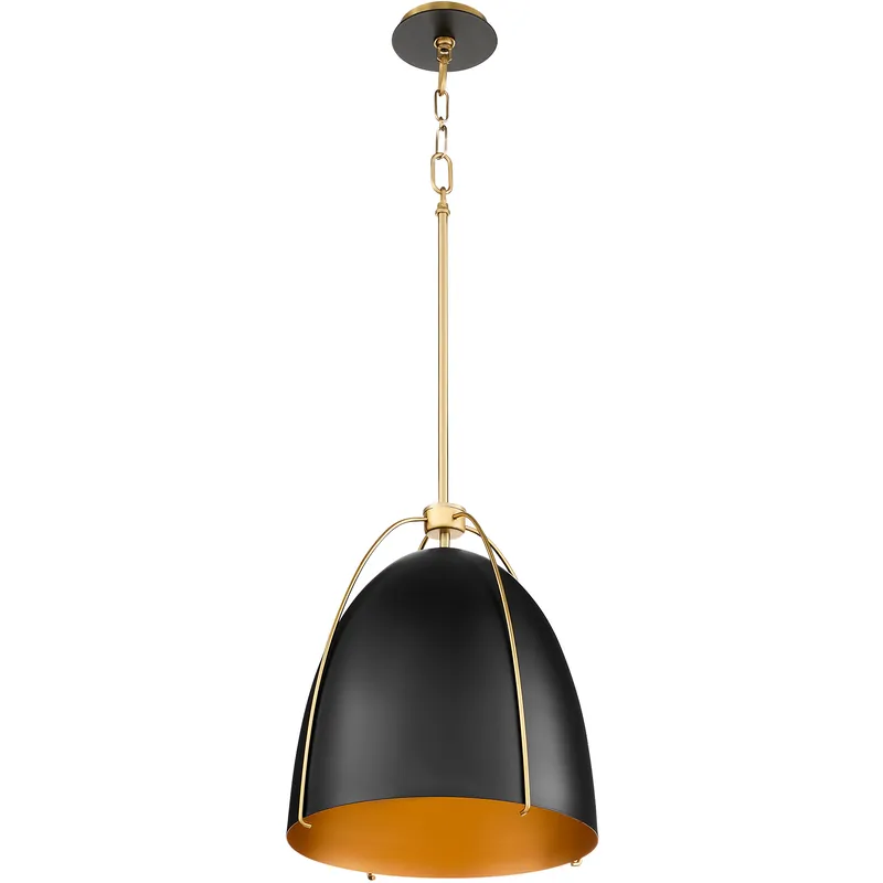 Jamie 1 Light 14.5 inch Matte Black and Aged Brass Pendant Ceiling Light